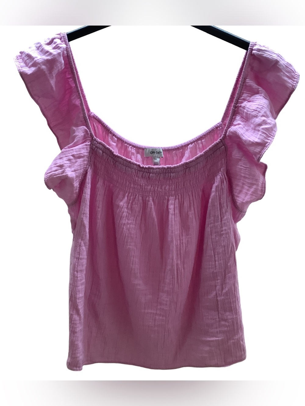 On 34th Pink Ruffle Sleeve Cotton Sleeveless Top. New No Tag
